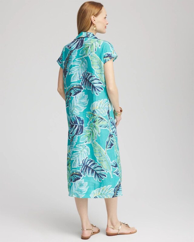 Tropical Linen Midi Dress - image 3